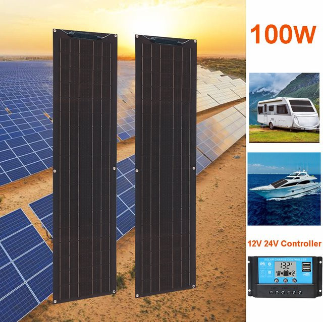 Flexibles Solarpanel xinpuguang 100W Photovoltaikpanel für 12V Batterieladegerät in Schwarz - Bild 1