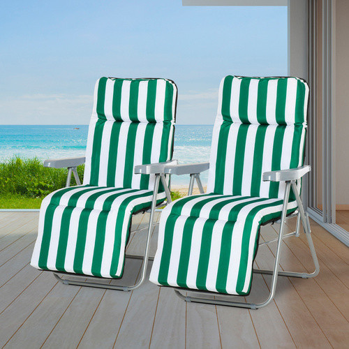 Outsunny Gartenliegen-Set aus Stahl mit Polsterung, 2-teilig, Grün-Weiß, B/H/T: 75 x 102 x 60 cm - Bild 5