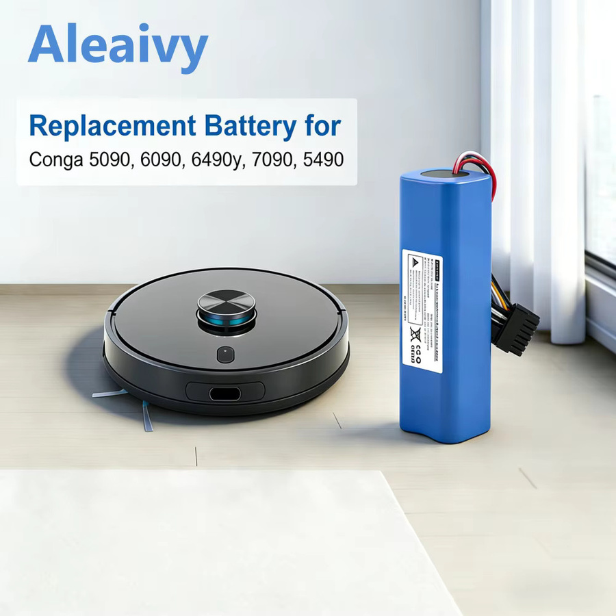 Cecotec Ersatzbatterie für Conga 5090 5490 6090 7090 Roboter-Staubsauger, 6500 mAh, 14,4 V, Blau - Bild 3