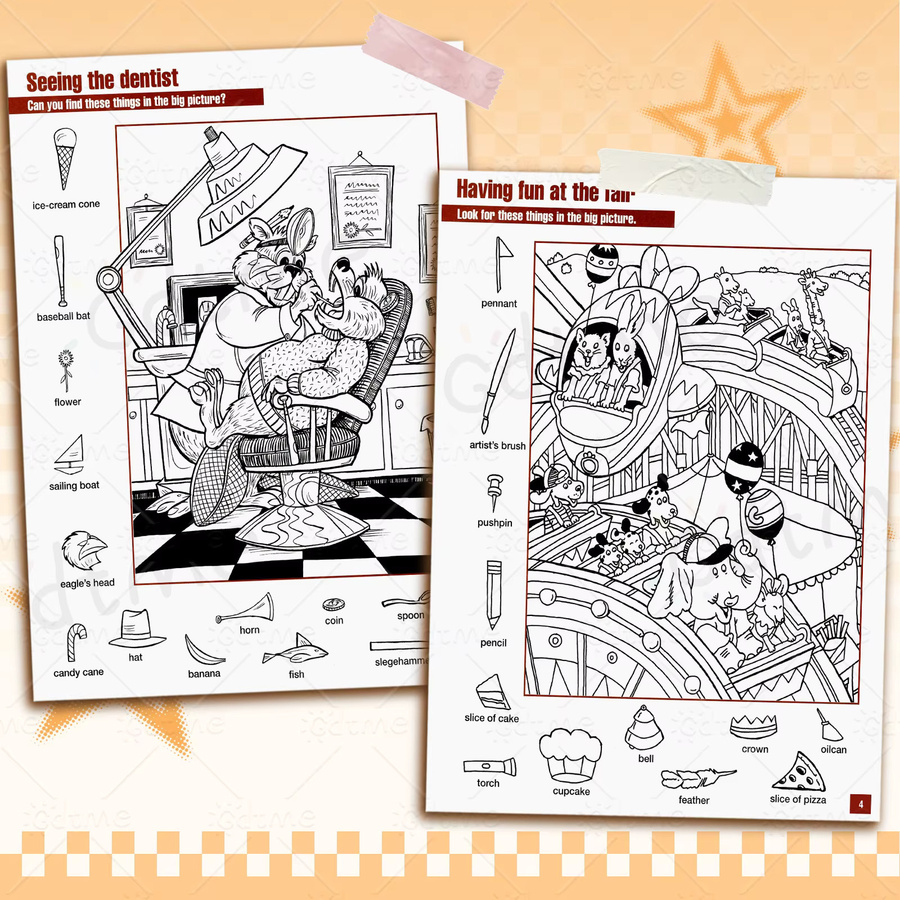 Verstecktes-Objekt-Puzzle und Malbuch für Erwachsene in Multicolor zur Förderung der Konzentration und zum Stressabbau - Bild 2