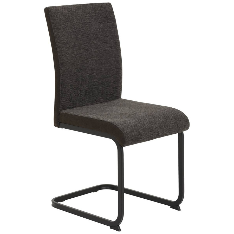 4er Set Stühle Hela in Braun und Schwarz aus Webstoff und Metall mit Freischwinger-Gestell, B/T/H: 43 x 52 x 92 cm - Bild 2