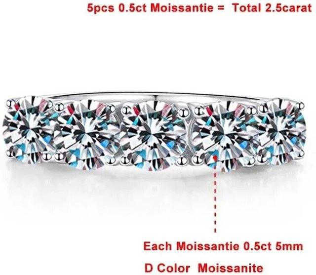 ANENJERY Bijouterie Ring Moissanit, 925 Silber, Damen - Bild 1