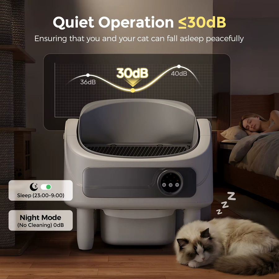 Patbrela Automatische Katzentoilette in Weiß mit App-Steuerung und Bio-Radar sowie 10 Sicherheitssensoren - Bild 6