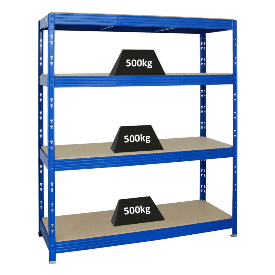 PROREGAL Profi Schwerlastregal Rhino mit 4 verstellbaren Spanplatten-Ebenen, Blau, H x B x T: 180 x 160 x 60 cm - Bild 2