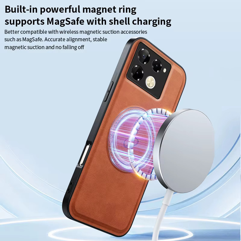 EUCAGR MagSafe Magnetische PU Leder Schutzhülle mit Standfunktion für Infinix Note 40 Pro und Infinix Note 40 Pro Plus in Grün und Braun - Bild 3