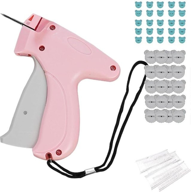 Genenic Quilt Tacking Gun tragbarer Kleidung Fixierer Micro Stitch Tag Gun aus Kunststoff in Weiß oder Pink - Bild 1