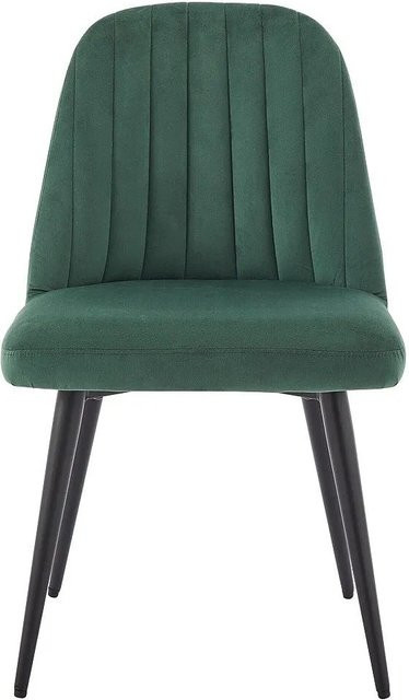 Vente-unique Stuhl Eleana in Smaragdgrün aus Samt mit Metallgestell B/T/H: 49 x 49 x 49 cm - Bild 1