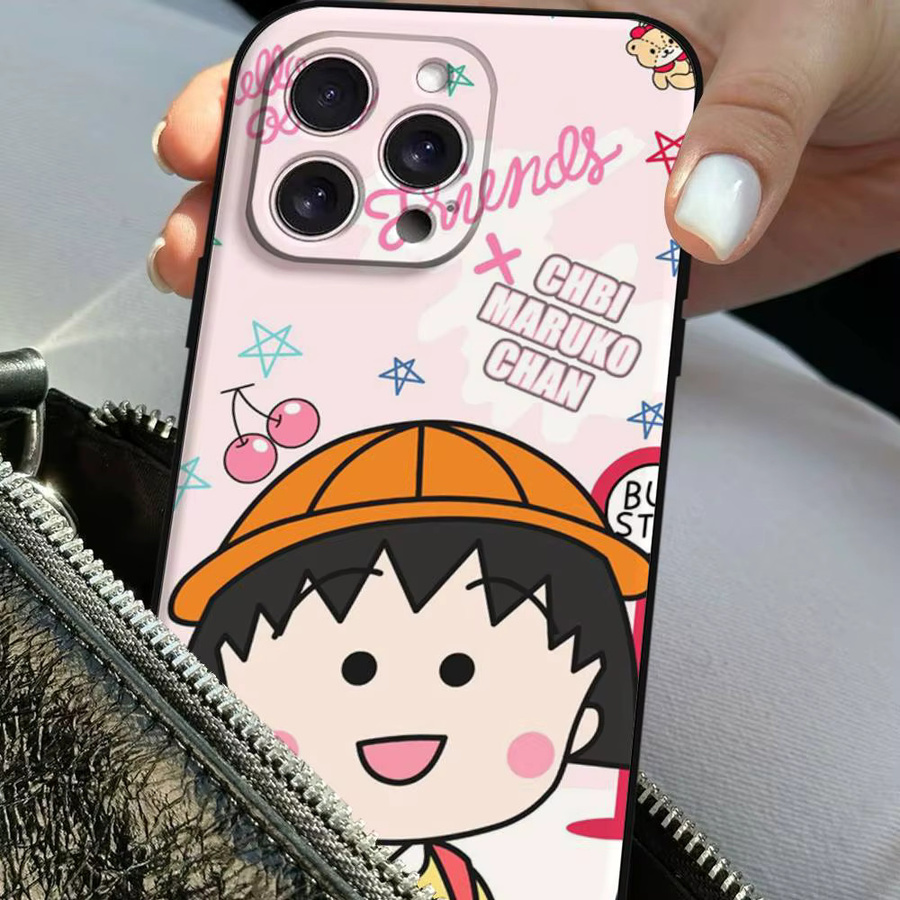 Chibi Maruko Chan Handyhülle für iPhone 11 bis iPhone 17 Pro Max in Schwarz und Multicolour als weiche Schutzhülle - Bild 6