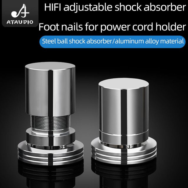 ATAUDIO HiFi Audio Isolation Füße aus Aluminiumlegierung in Silber zur Höhenverstellung für Verstärker, Lautsprecher und DAC - Bild 1