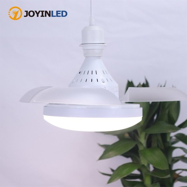 JOYINLED Deckenventilator mit Fernbedienung und dimmbarer E27-Glühbirne, Weiß, 3 Geschwindigkeiten und Lichtfarben - Bild 1