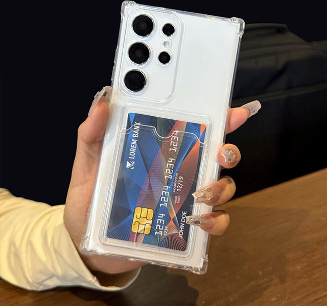 Transparente Handyhülle mit vergoldetem Kartensteckplatz für Samsung Galaxy S26 S25 S24 S23 S22 Ultra Plus FE sowie A56 A36 A26 A16 A55 A35 A25 A15 A54 5G - Bild 1