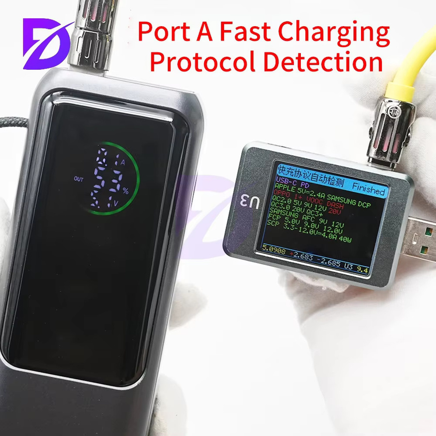 Diymore DIY Powerbank Kit mit integriertem USB-C Kabel, 100 W PD Schnellladung, Graues Gehäuse für 4-Zellen 21700 Batterien - Bild 4