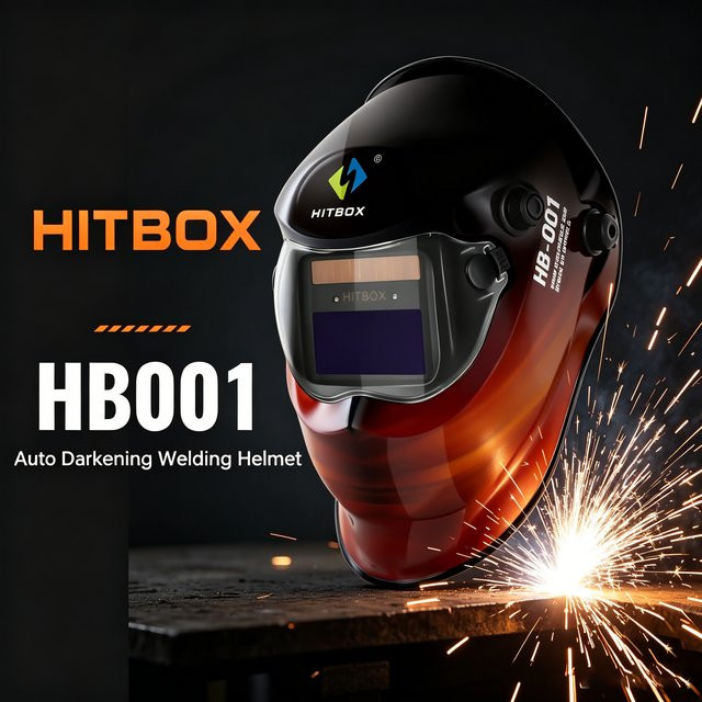 HITBOX HB001 Schweißhelm True-Color mit automatischer Abdunkelung, solarbetrieben, Blau, für MIG TIG MMA und Plasmaschneiden - Bild 1