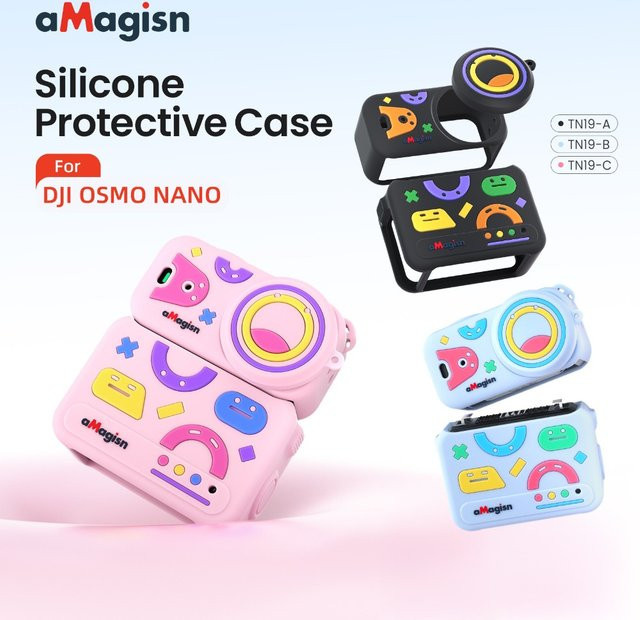 aMagisn Silikon-Schutzhülle für DJI Osmo Nano mit Objektivabdeckung, Umhängeband und Anti-Verlust-Gurt, Multicolor - Bild 1
