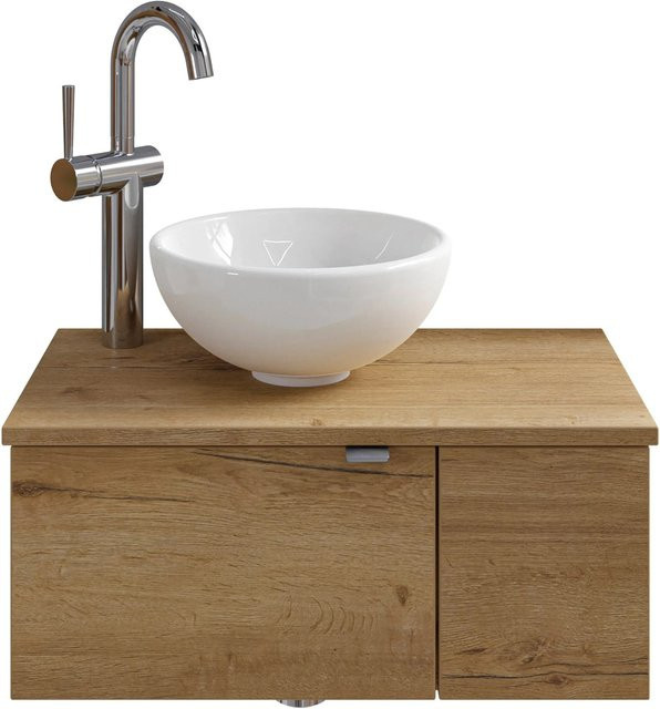 Pelipal Einzelwaschtisch Serie 6915 in Eiche mit Softclose und Keramikwaschbecken Breite: 61 cm - Bild 1
