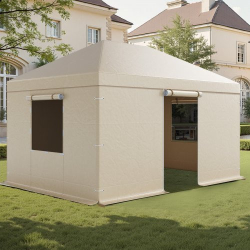 VEVOR Winter Pavillonabdeckung mit Seitenwänden und Netzfenstern aus PE-Material, B/T/H: 310 x 441 cm - Bild 1