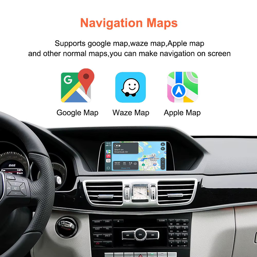 Bonroad CarPlay und Android Auto Interface für Mercedes Benz A B C M E Klasse GLA CLA GLK SLK CLS GL W204 W176 W246 NTG 4.5 in Schwarz - Bild 4