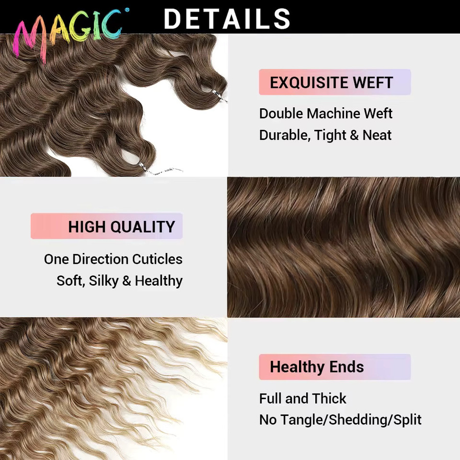 Magic Body Wave Synthetische Häkelhaarbündel, Ombre Braun zu Blond, 24 Zoll, Damen - Bild 5