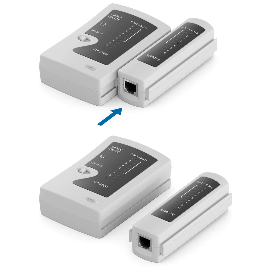 ZoeRax RJ45 Netzwerkkabeltester für Ethernet-Kabel Cat6, Cat6a, Cat5, Cat5e und Cat7 in Schwarz und Weiß - Bild 3