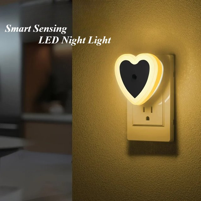 Feimefeiyou LED Mini Nachtlicht in Herzform mit Lichtsensor für Kinderzimmer und Schlafzimmer - Bild 1