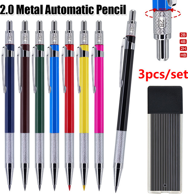 JOMPENS Metall-Druckbleistift in Blau mit 2,0 mm Graphitmine 2B für Kunst, Design und Schule - Bild 1