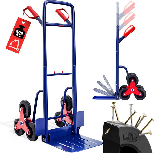 Gardebruk Treppenkarre aus Stahl, Tragkraft 200 kg, Farben: Blau/Rot - Bild 1