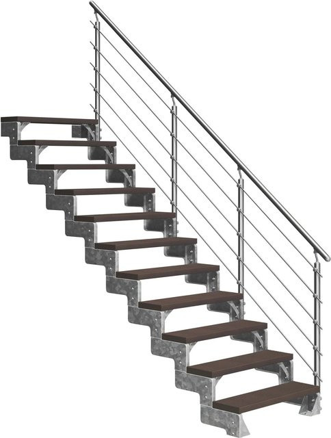 Dolle Außentreppe Gardentop 11 Trimax-Stufen mit Prova-Geländer in Dunkelbraun, Breite: 80 cm - Bild 1