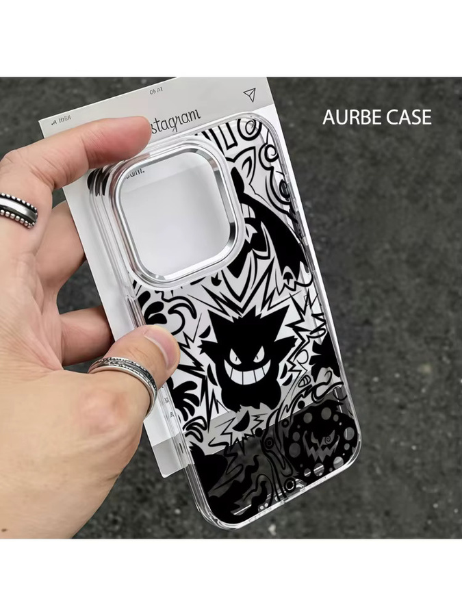 Aurbe Handyhülle Gengar P-Pokémon Transparent mit silbernem Linsenrahmen für iPhone 17 16 15 14 13 12 11 Pro Max und 16E - Bild 4