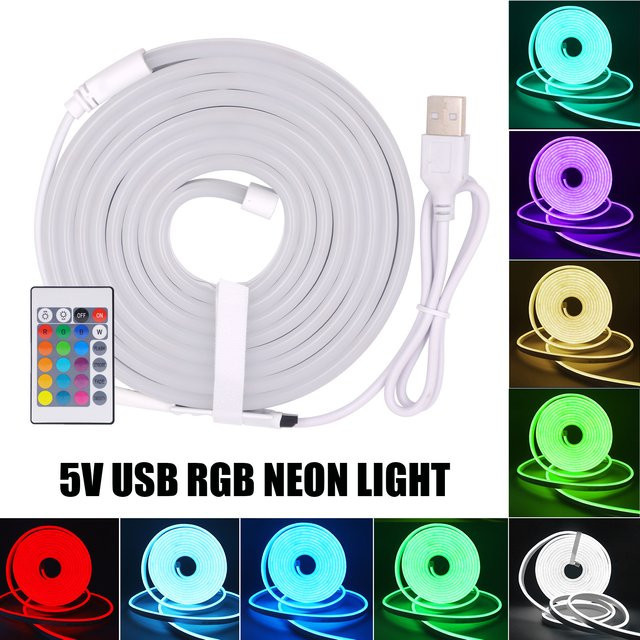 HEGEHE RGB Neon Flex LED Streifen, Wasserdicht, USB DC 5V, Multicolour, 108 LEDs/m, Selbstklebend, B: 12 mm, H: 6 mm - Bild 1