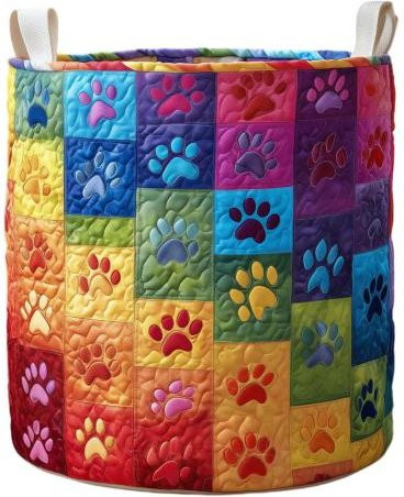 Gesteppter Wäschekorb Qara aus Stoff mit Blumenmuster und Griffen in Multicolour für Kinderzimmer und Schlafzimmer - Bild 1