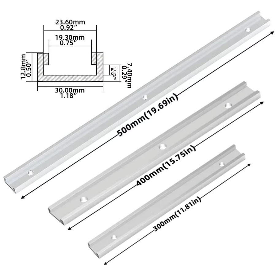 GDART Aluminium T-Nut-Schiene als Holzbearbeitungs-Führungsschiene und T-Schlitten-Fixiervorrichtung in Silber - Bild 2