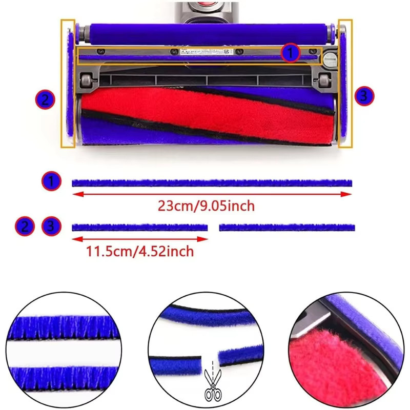 Dyson Soft Roller Ersatzteil Set mit weichen Plüschstreifen für V6 V7 V8 V10 V11 V15 Staubsauger - Bild 3