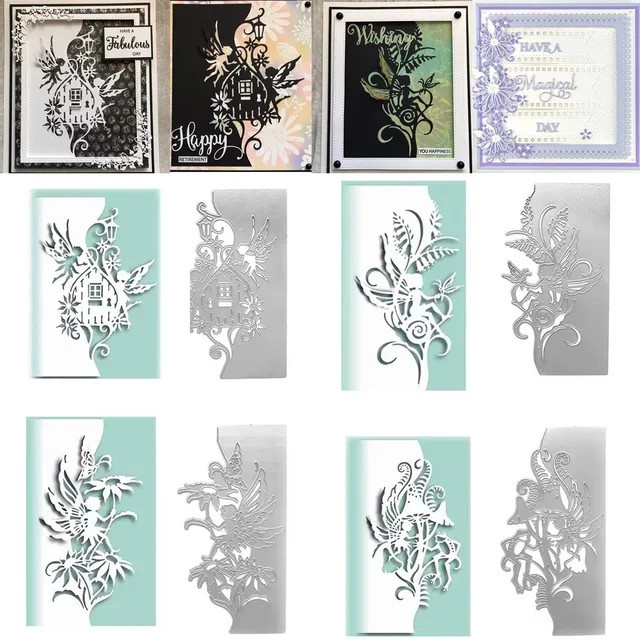 Metall Stanzformen Set mit Blumen und Fee für Scrapbooking und DIY Bastelarbeiten - Bild 1