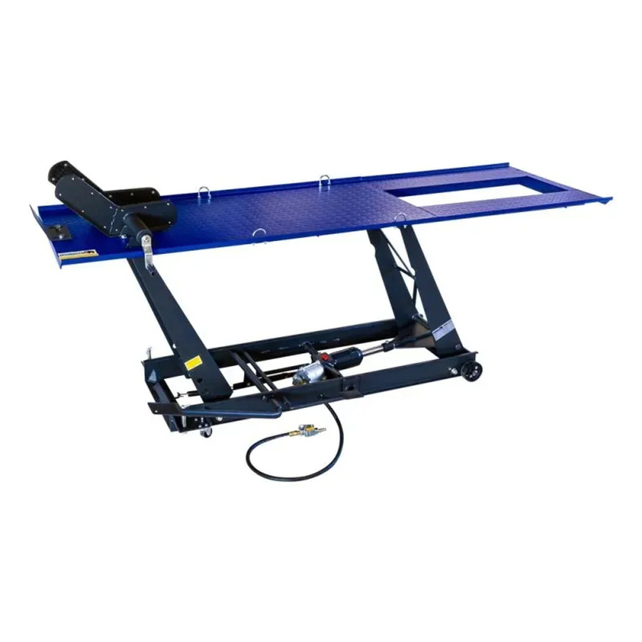 DeTec Motorradhebebühne Pneumatisch und Hydraulisch mit max. 450 kg Tragkraft und 790 mm Hubhöhe in Blau - Bild 2