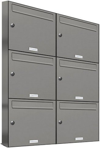 AL Briefkasten-System für 6 Parteien, Aufputzmontage, grau, B/H/T: 153,304 x 102,6 x 11,6 cm - Bild 1