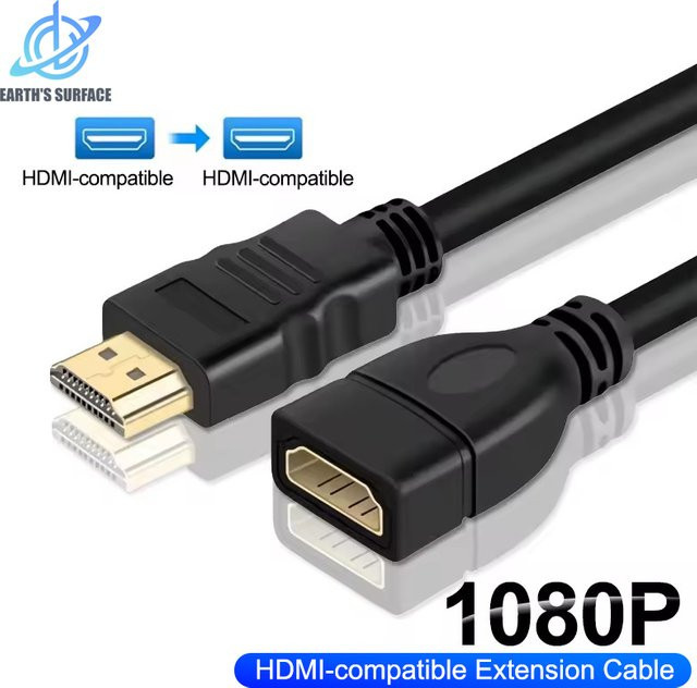 HDMI Verlängerungskabel Adapter Männlich zu Weiblich in Schwarz für TV Box, Laptop, Projektor und PC, 1080P kompatibel - Bild 1