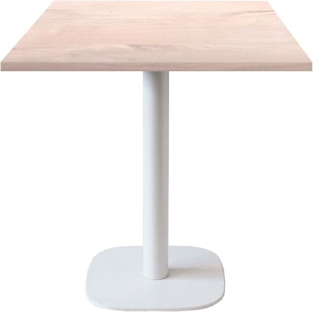 RestooTab Tisch Round quadratisch mit Birke-Platte und weißem Gestell, B/T/H: 70 x 70 x 75 cm - Bild 1