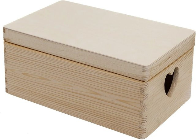 HolzFee Dekorative Holzkiste mit Grifflöchern in Herzform, B/T/H: 30 x 20 x 13,5 cm - Bild 1