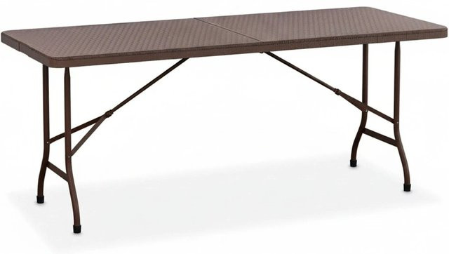 Relaxdays Klappbarer Gartentisch aus Kunststoff und Stahl in Braun, B/T/H: 180 x 72 x 74 cm - Bild 1