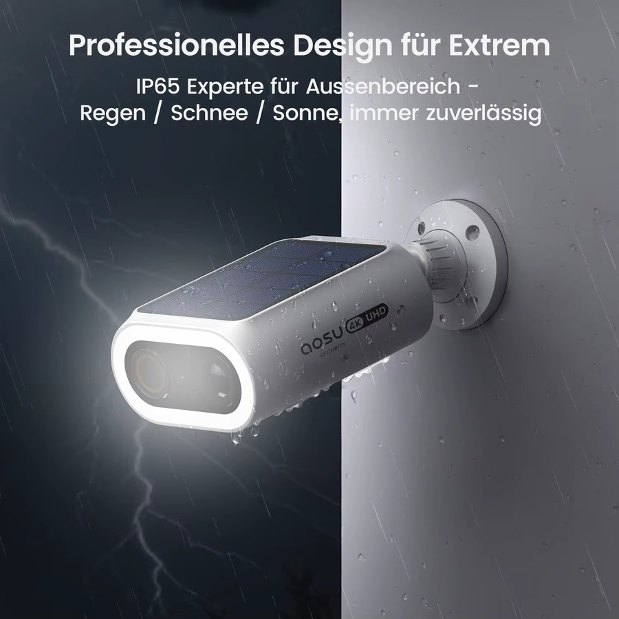 AOSU 4K UHD Solar-Kamera Weiß: Kabellose 8MP WLAN-Sicherheitskamera mit 5000mAh Akku und KI-Erkennung - Bild 4