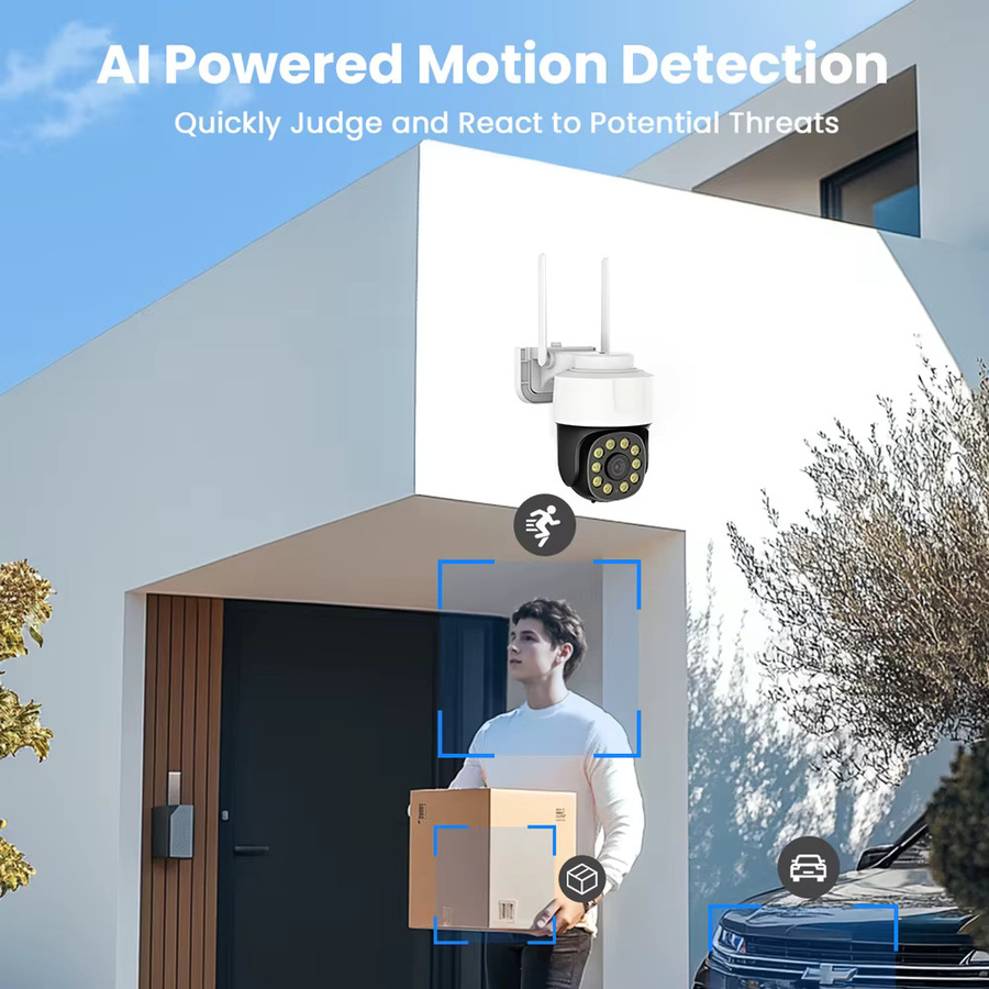 Tuya Smart 5MP HD IP PTZ WLAN Überwachungskamera für Außenbereich mit Auto-Tracking und Menschenerkennung, Weiß - Bild 5