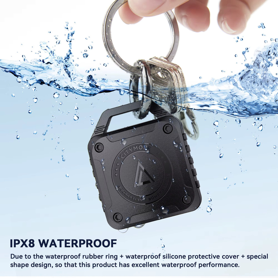 Wasserdichter Apple AirTag Schlüsselanhänger in Schwarz, IPX8 Schutzhülle für Schlüssel, Taschen und Gepäck - Bild 2