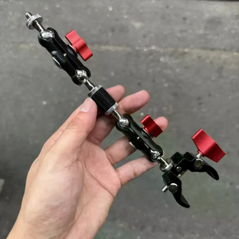 Kamera-Superklemme mit doppeltem Kugelkopf und magischem Arm aus Aluminiumlegierung in Schwarz für Monitor, Licht und Mikrofonhalterungen - Bild 2