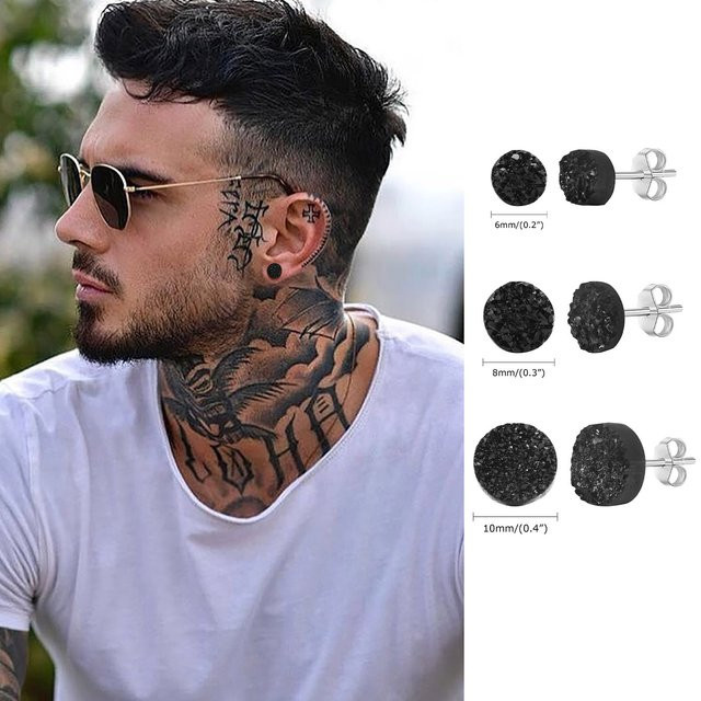 Ohrstecker 925 Silber, Kristall, Schwarz, Herren - Bild 1