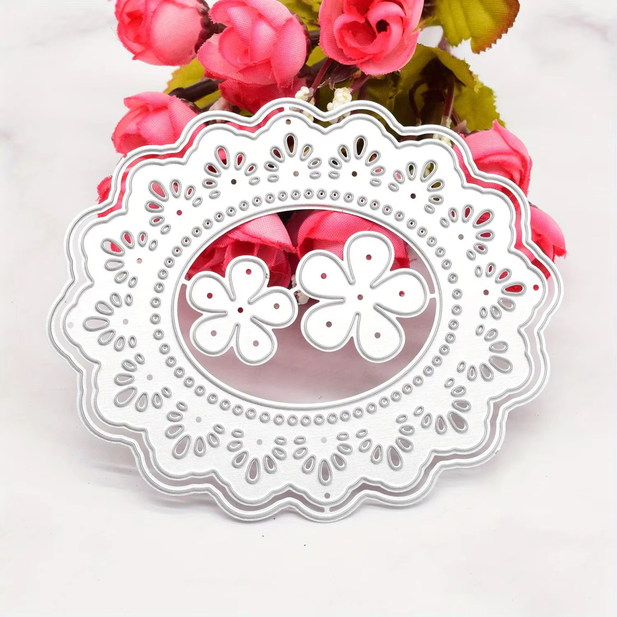 Metall-Stanzform Ovaler Rahmen mit Blumenspitze für Scrapbooking und Papierarbeiten - Bild 2