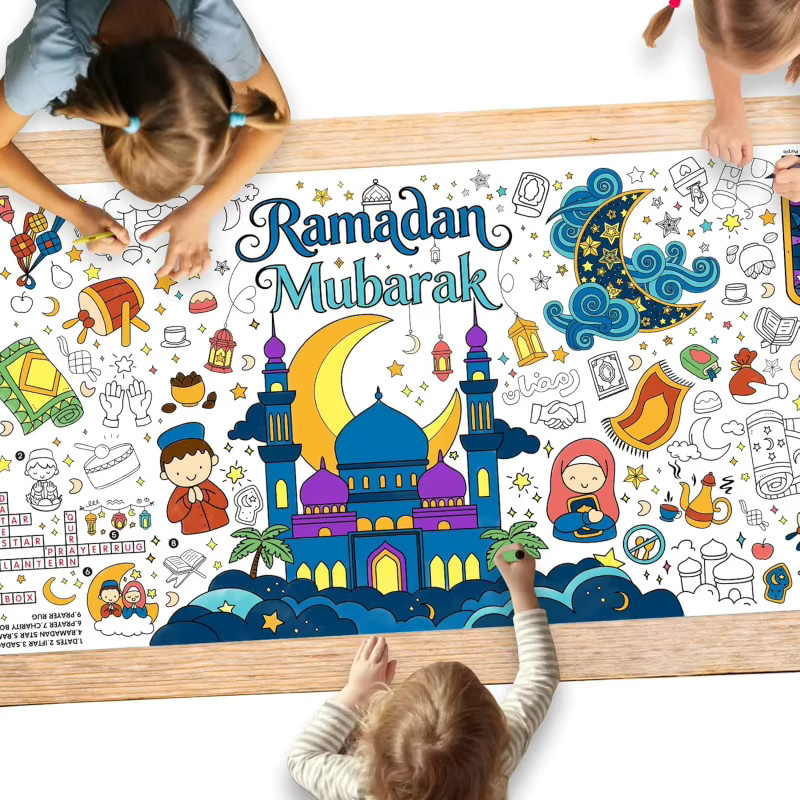 VIKAMA Ramadan Tischdecke mit orientalischem Mond-Design, Mehrfarbig, Rechteckig - Bild 2