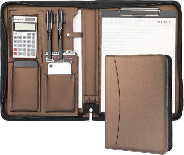 Folderix Multifunktionale Konferenzmappe aus Leder in Braun für A4 Dokumente - Bild 1