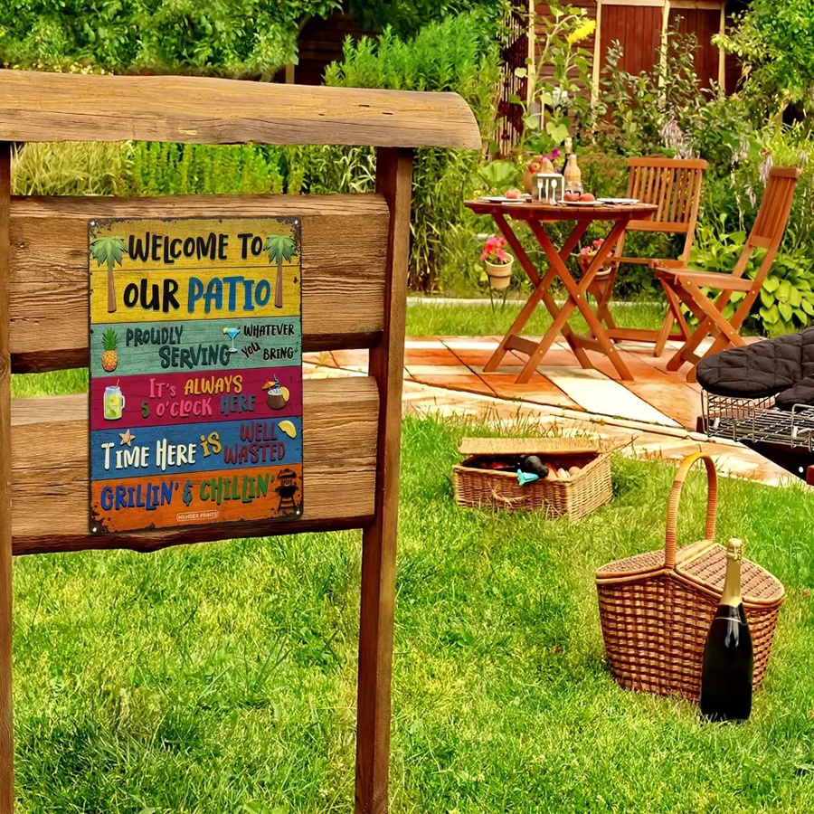 CIFBUY Outdoor-Wandkunst aus Metall im rustikalen Design, bunte Sommerdekoration für Terrasse und Pool, rechteckiges Wandschild mit Typografie, B/H/T: 30 x 20 x 2 cm - Bild 2