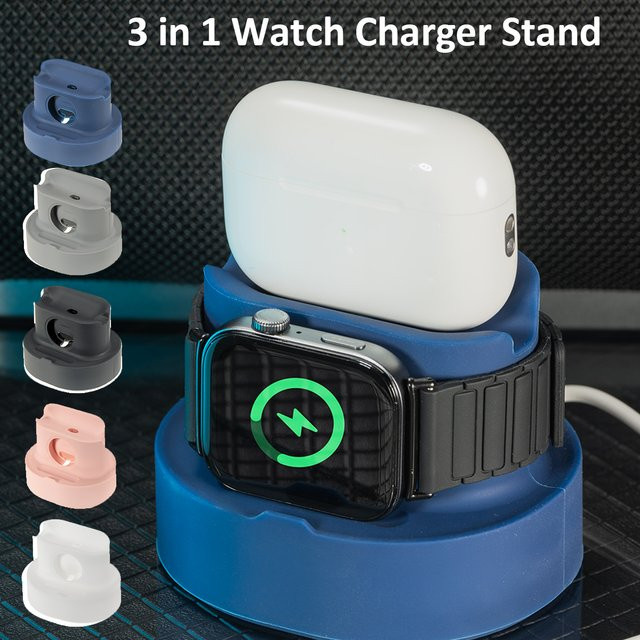 CAOWTAN 3-in-1 Ladestation in Pink für Apple Watch, AirPods Pro und iPhone 15, 16, 17 Pro Max - Bild 1