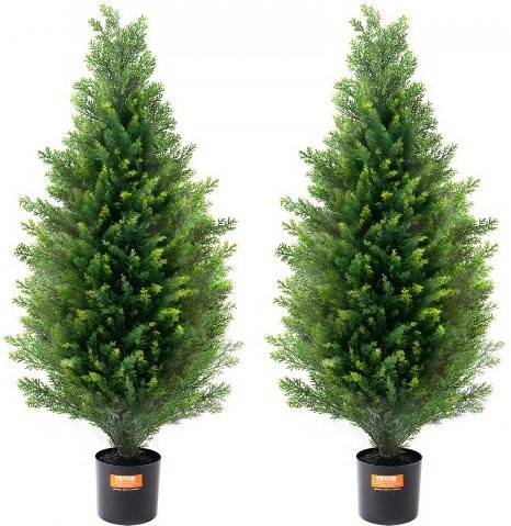 VEVOR Künstlicher Formschnittbaum Zeder in Grün, 2er-Set mit Topf, UV-geschützte künstliche Kiefern-Zypressen-Pflanzen, Höhe: 91,4 cm - Bild 1